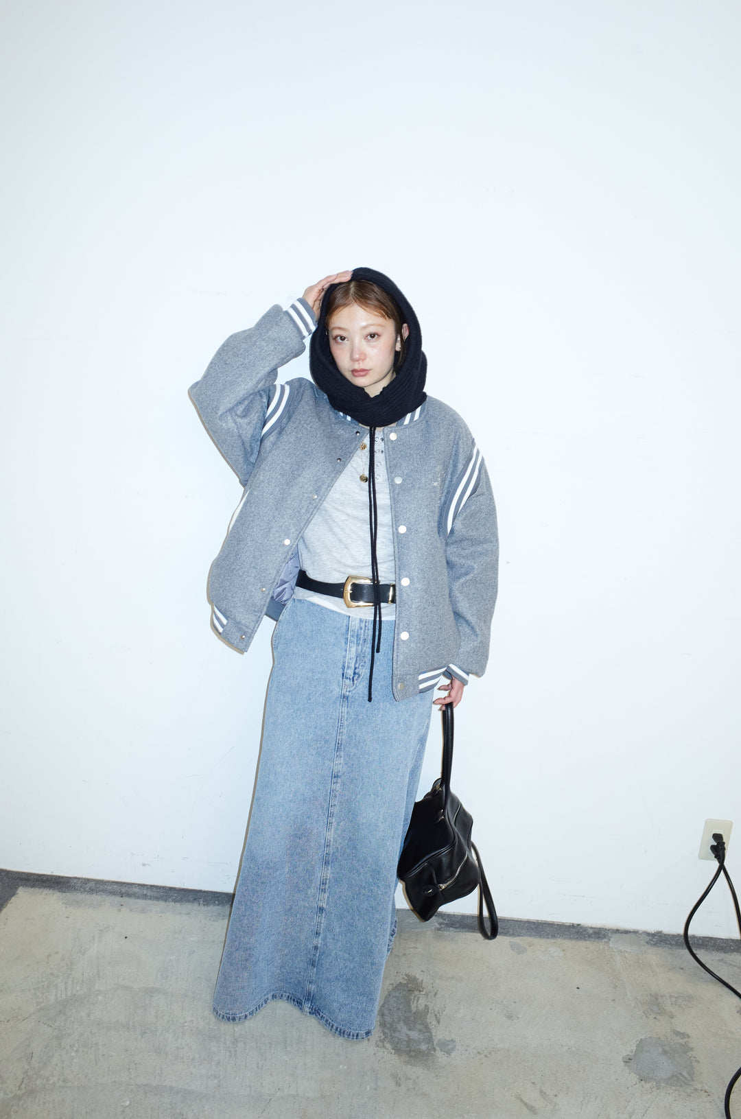 [予約/SET]ヴァーシティブルゾン+アルパカタッチフライトニットキャップ+オーセンティックデニムSK(3set)