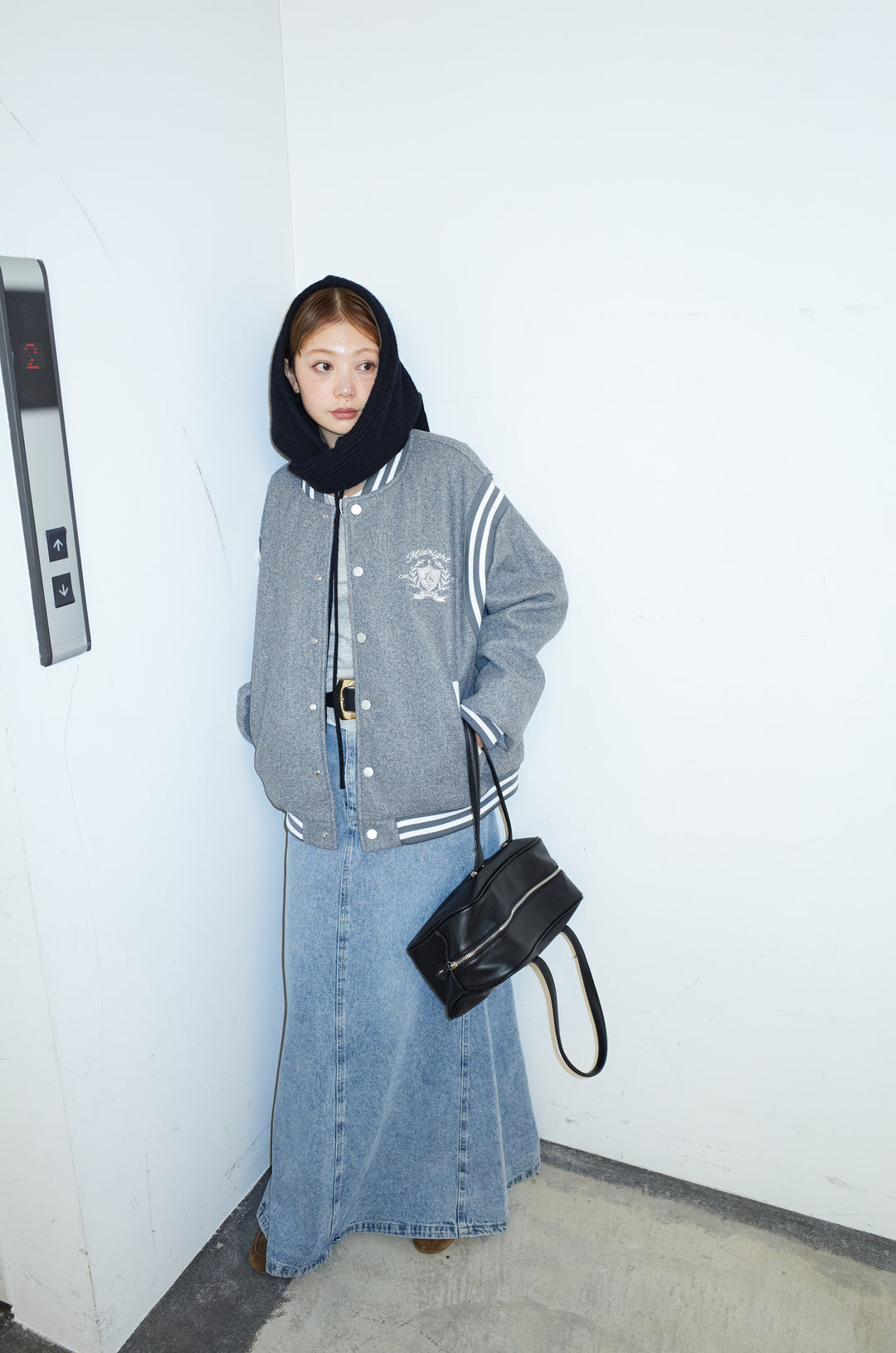 [予約/SET]ヴァーシティブルゾン+アルパカタッチフライトニットキャップ+オーセンティックデニムSK(3set)