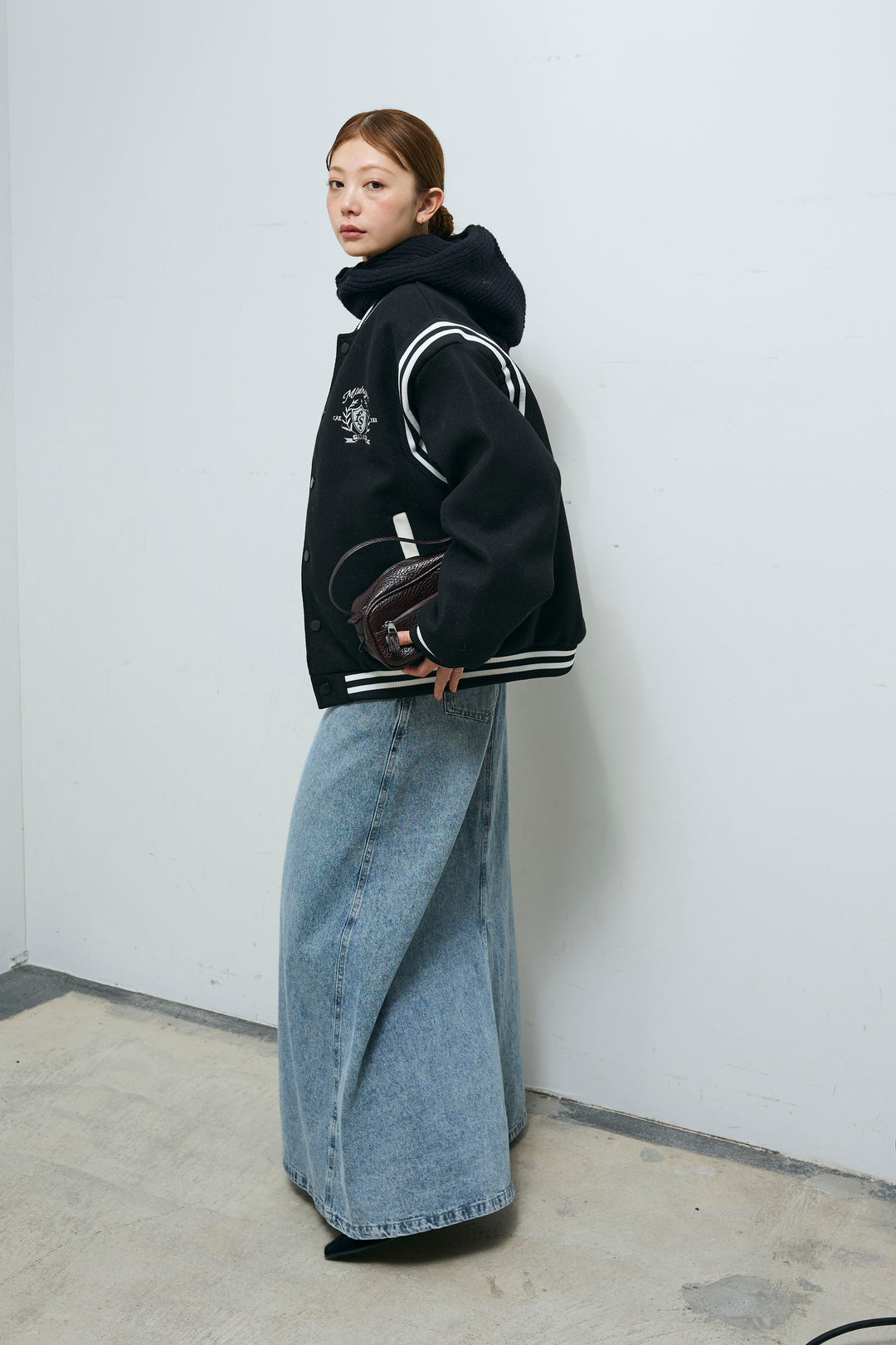 [予約/SET]ヴァーシティブルゾン+アルパカタッチフライトニットキャップ+オーセンティックデニムSK(3set)