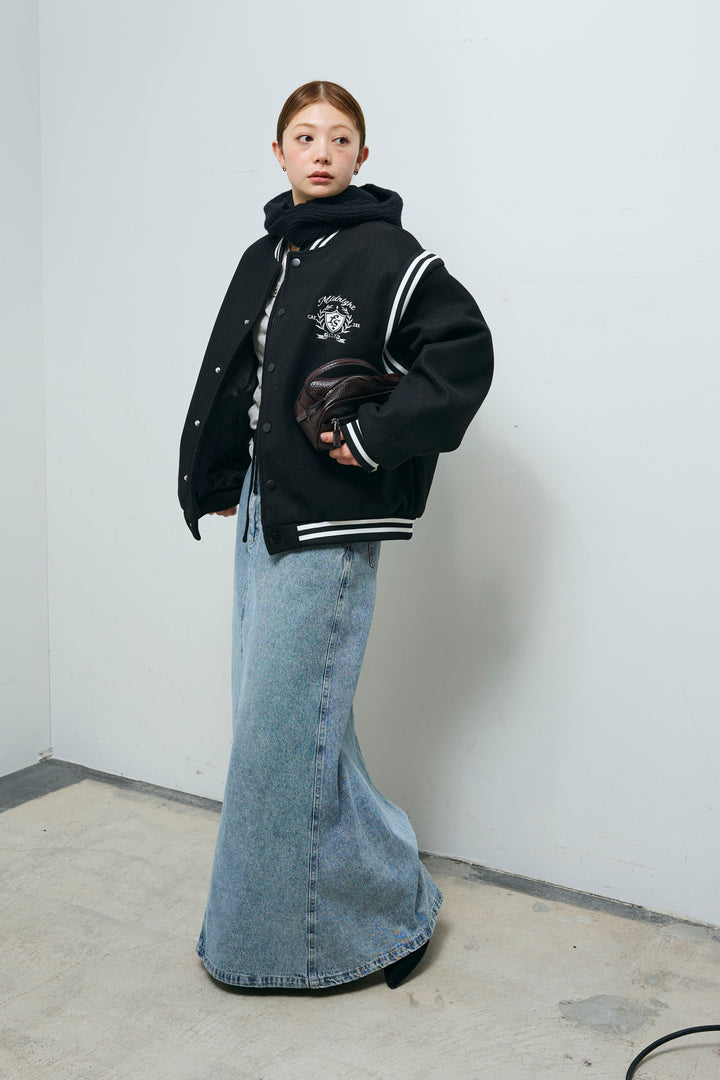 [予約/SET]ヴァーシティブルゾン+アルパカタッチフライトニットキャップ+オーセンティックデニムSK(3set)