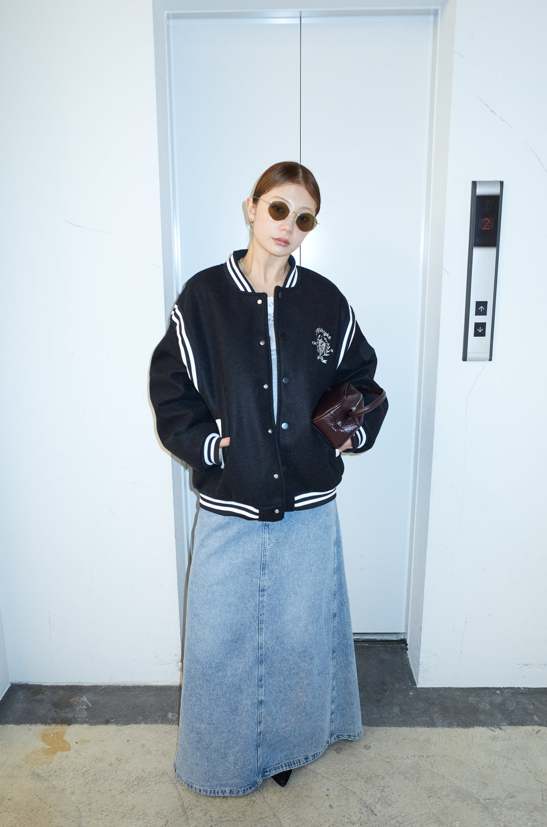 [予約/SET]ヴァーシティブルゾン+アルパカタッチフライトニットキャップ+オーセンティックデニムSK(3set)