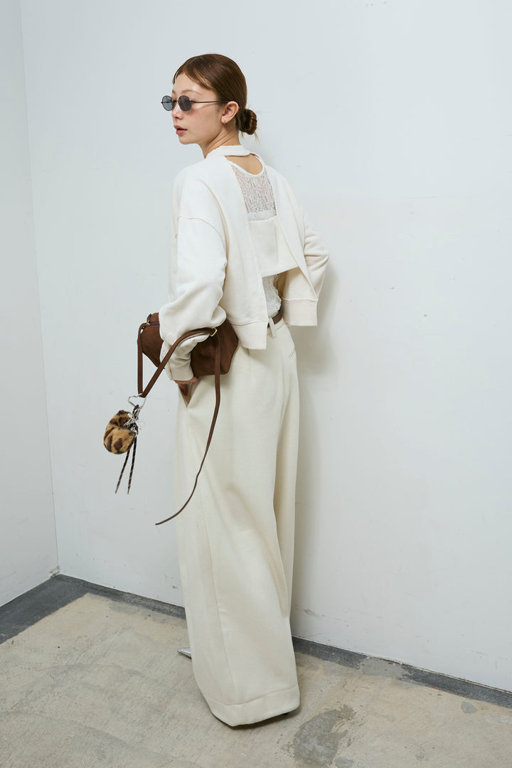 [予約/SET]バックオープン裏毛PO+シアーレーストップス+ウールタッチカーブワイドパンツ(3set)