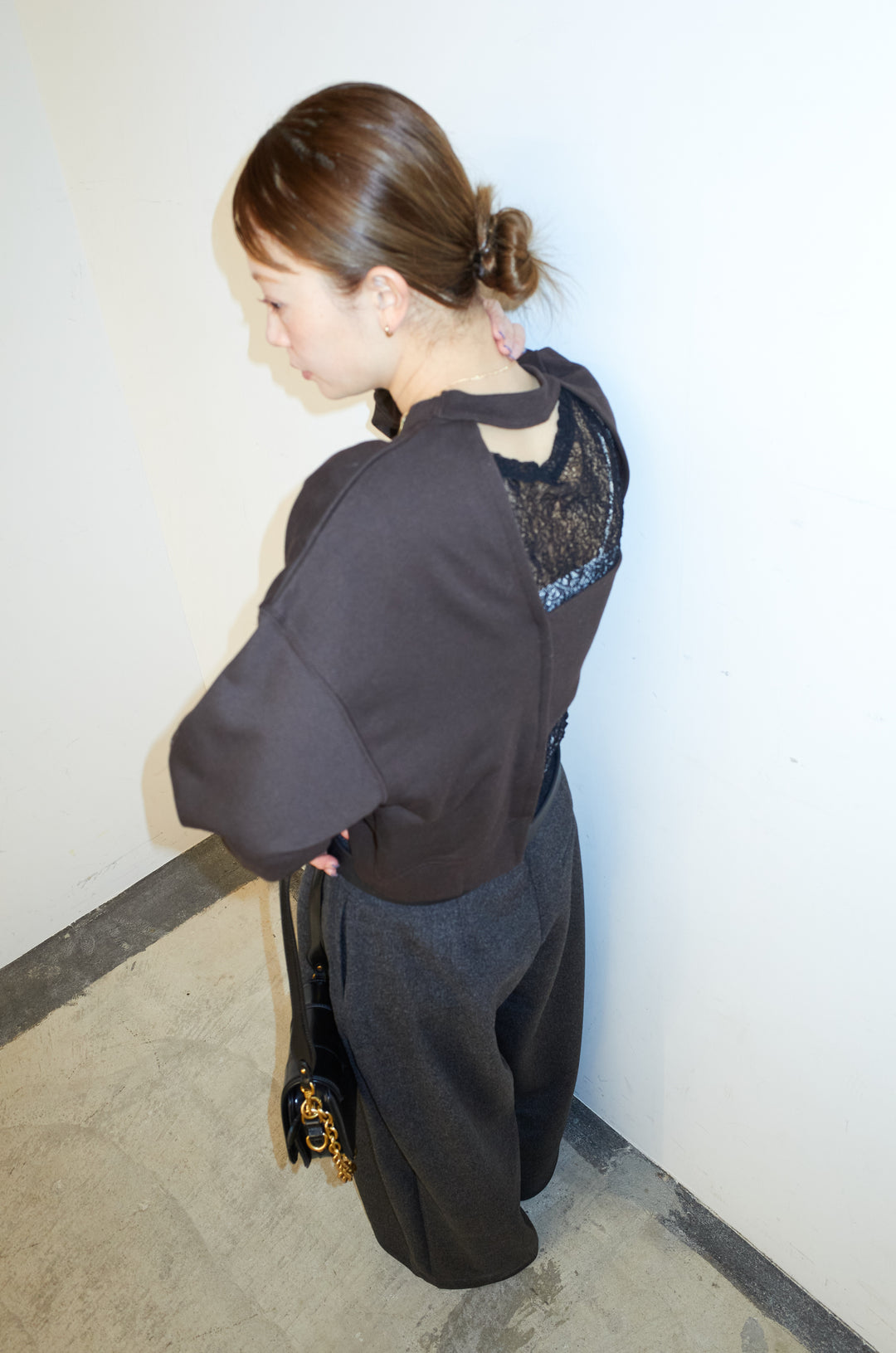 [予約/SET]バックオープン裏毛PO+ウールタッチカーブワイドパンツ(2set)