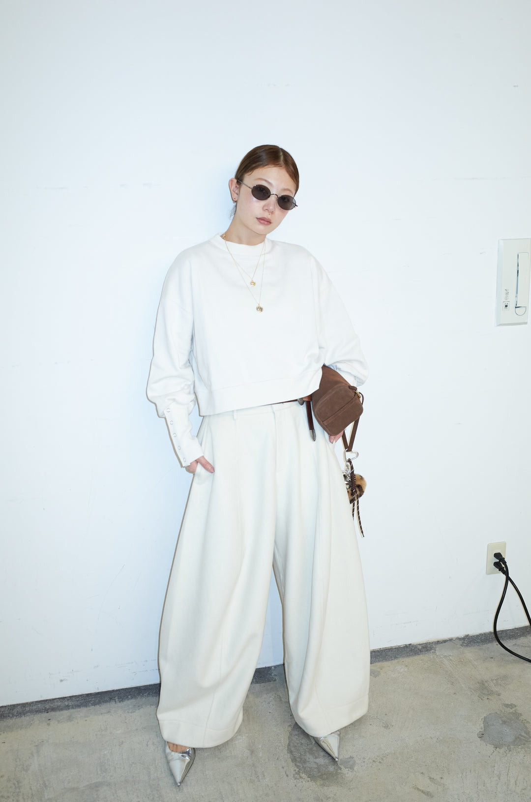 [予約/SET]バックオープン裏毛PO+ウールタッチカーブワイドパンツ(2set)