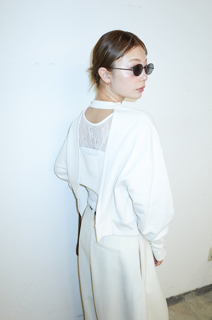 [予約/SET]バックオープン裏毛PO+ウールタッチカーブワイドパンツ(2set)