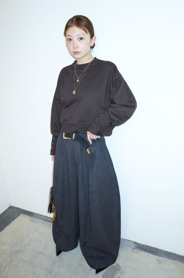 [予約/SET]バックオープン裏毛PO+ウールタッチカーブワイドパンツ(2set)