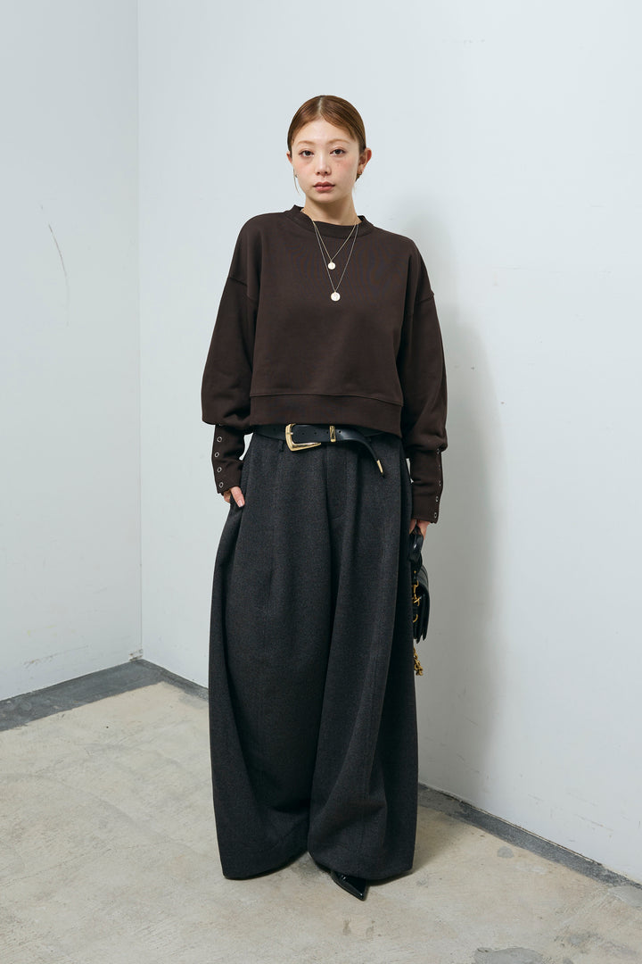 [予約/SET]バックオープン裏毛PO+シアーレーストップス+ウールタッチカーブワイドパンツ(3set)