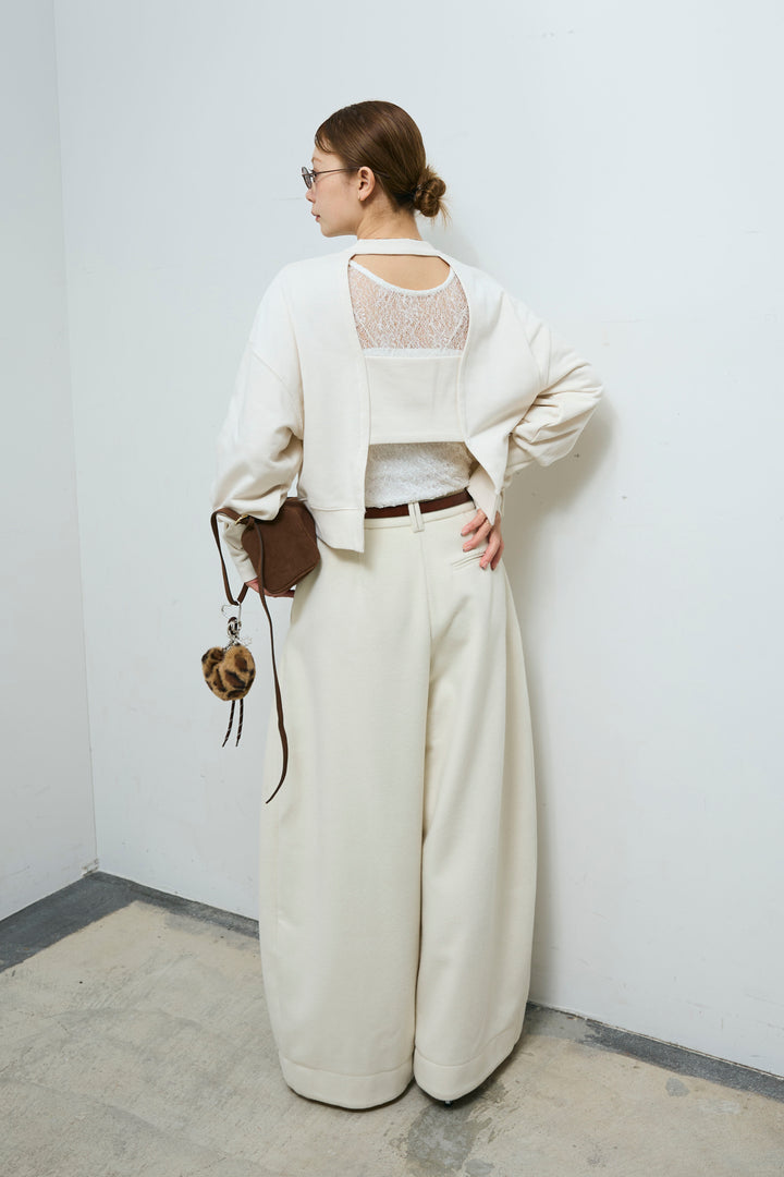 [予約/SET]バックオープン裏毛PO+ウールタッチカーブワイドパンツ(2set)