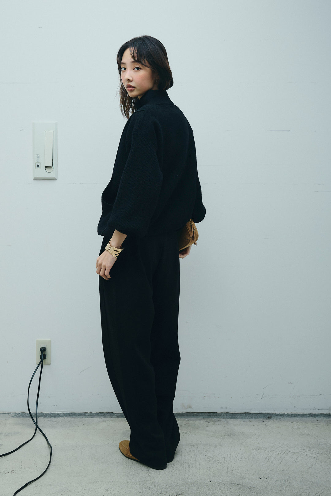 [予約/SET]パイピングハイネックブルゾン+裏起毛ポンチカーブパンツ (2set)