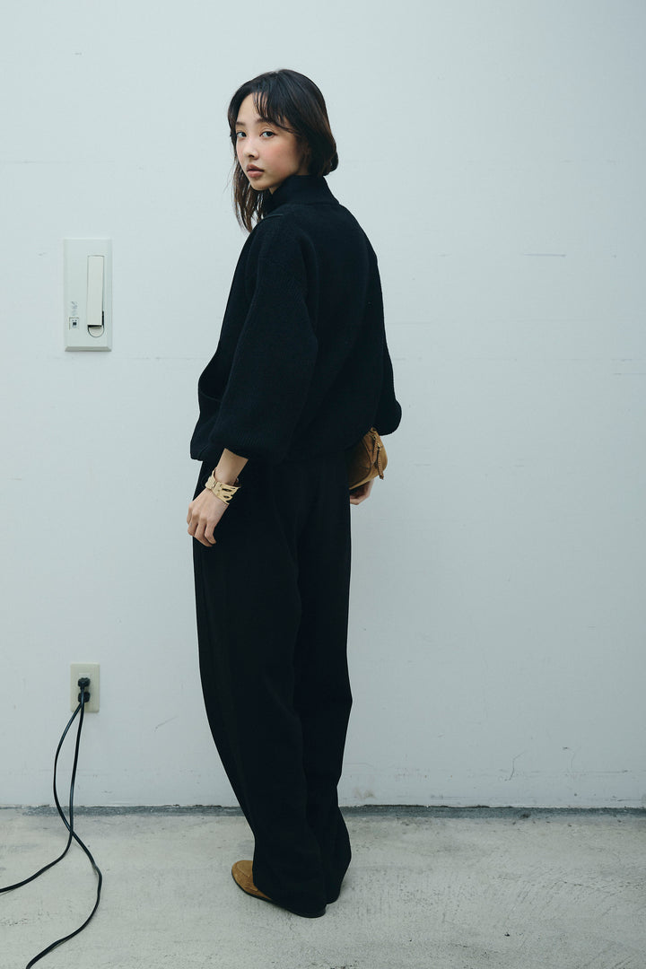 [予約/SET]パイピングハイネックブルゾン+裏起毛ポンチカーブパンツ (2set)