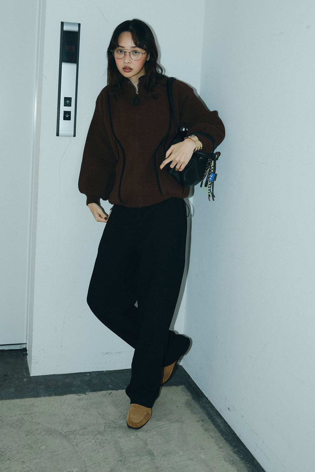 [予約/SET]パイピングハイネックブルゾン+裏起毛ポンチカーブパンツ (2set)