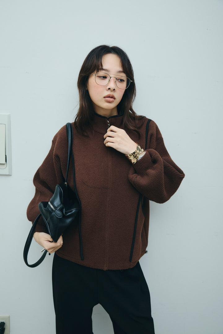 [予約/SET]パイピングハイネックブルゾン+裏起毛ポンチカーブパンツ (2set)