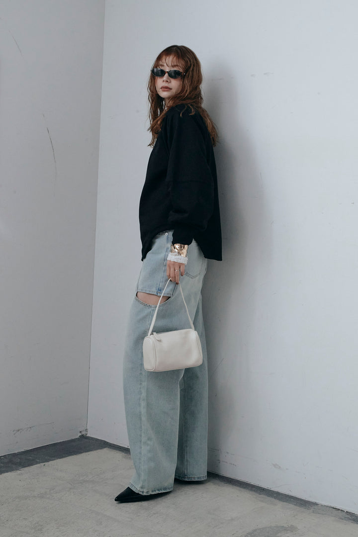 [予約/SET]カットアウトランタンスリーブスウェット+シアーレーストップス(2set)