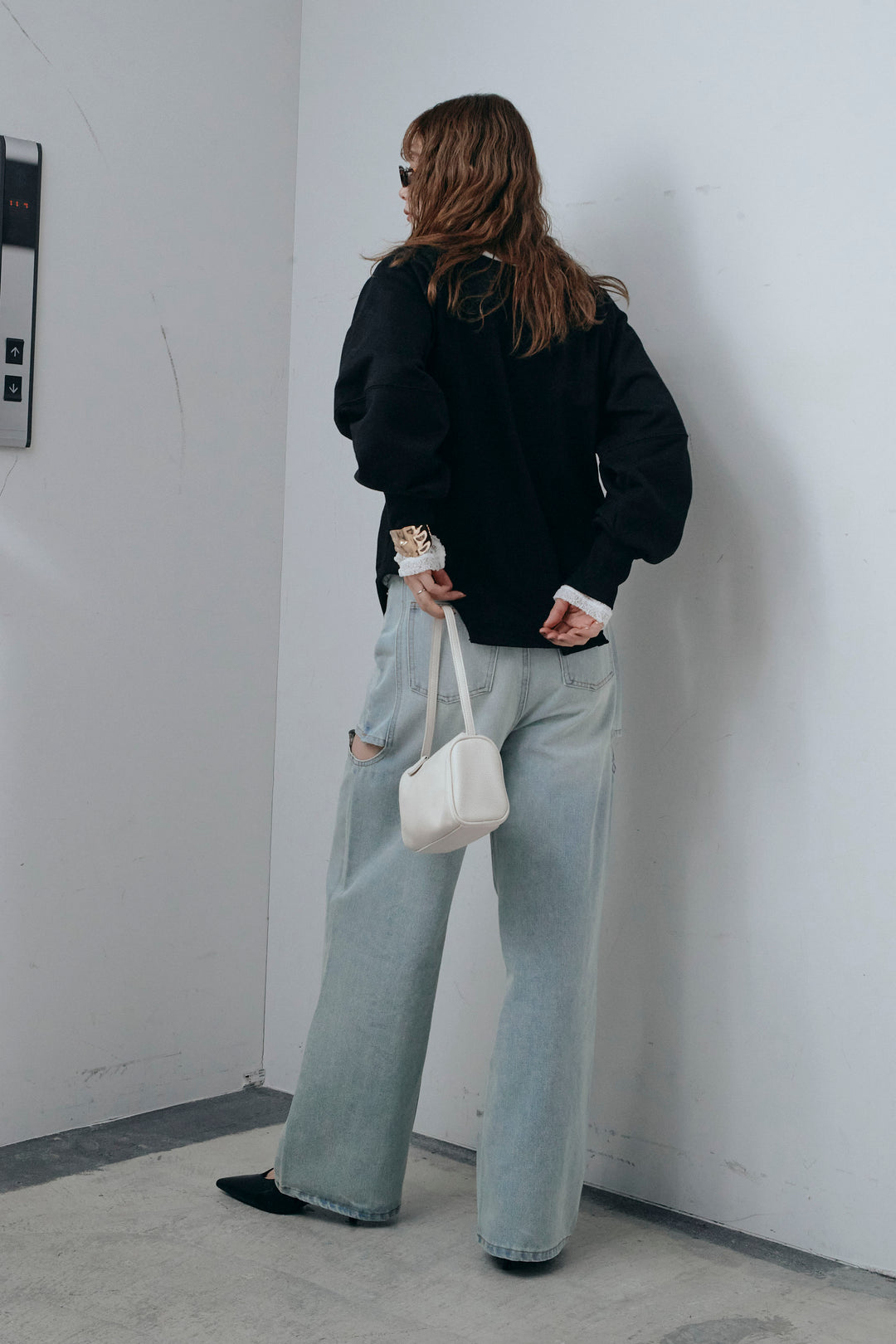 [予約/SET]カットアウトランタンスリーブスウェット+シアーレーストップス(2set)