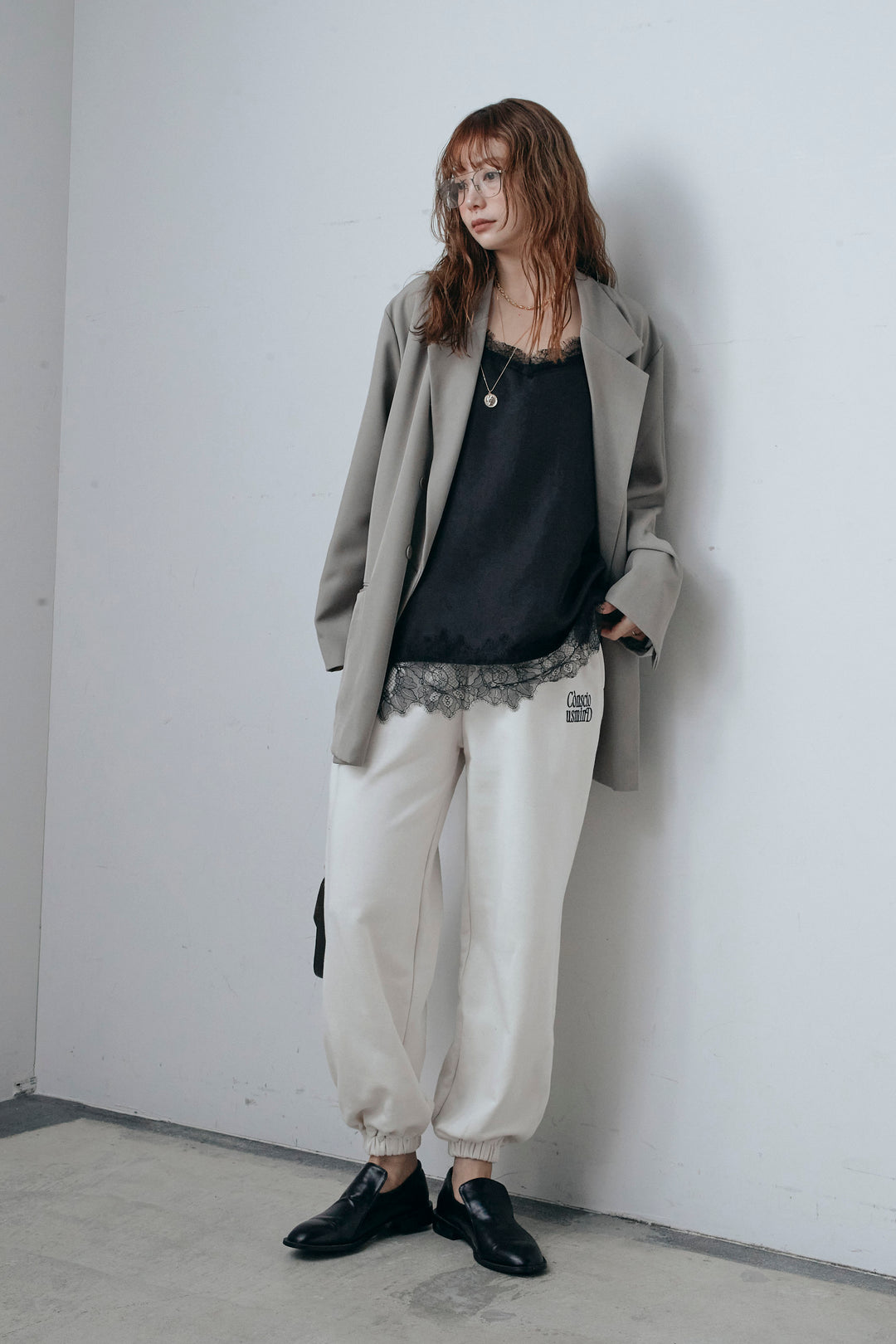 [予約/SET]ダブルプレーンジャケット+ロゴ刺繍ジョガー パンツ(2set)