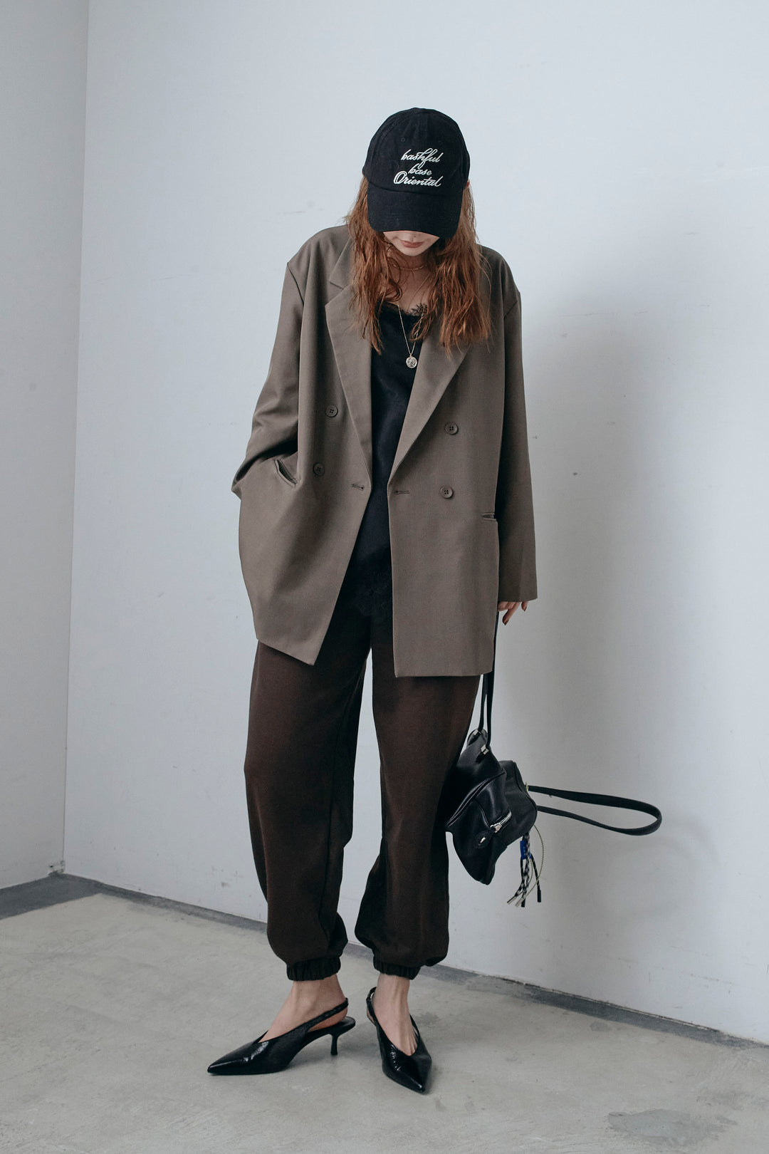 [予約/SET]ダブルプレーンジャケット+ロゴ刺繍ジョガー パンツ(2set)