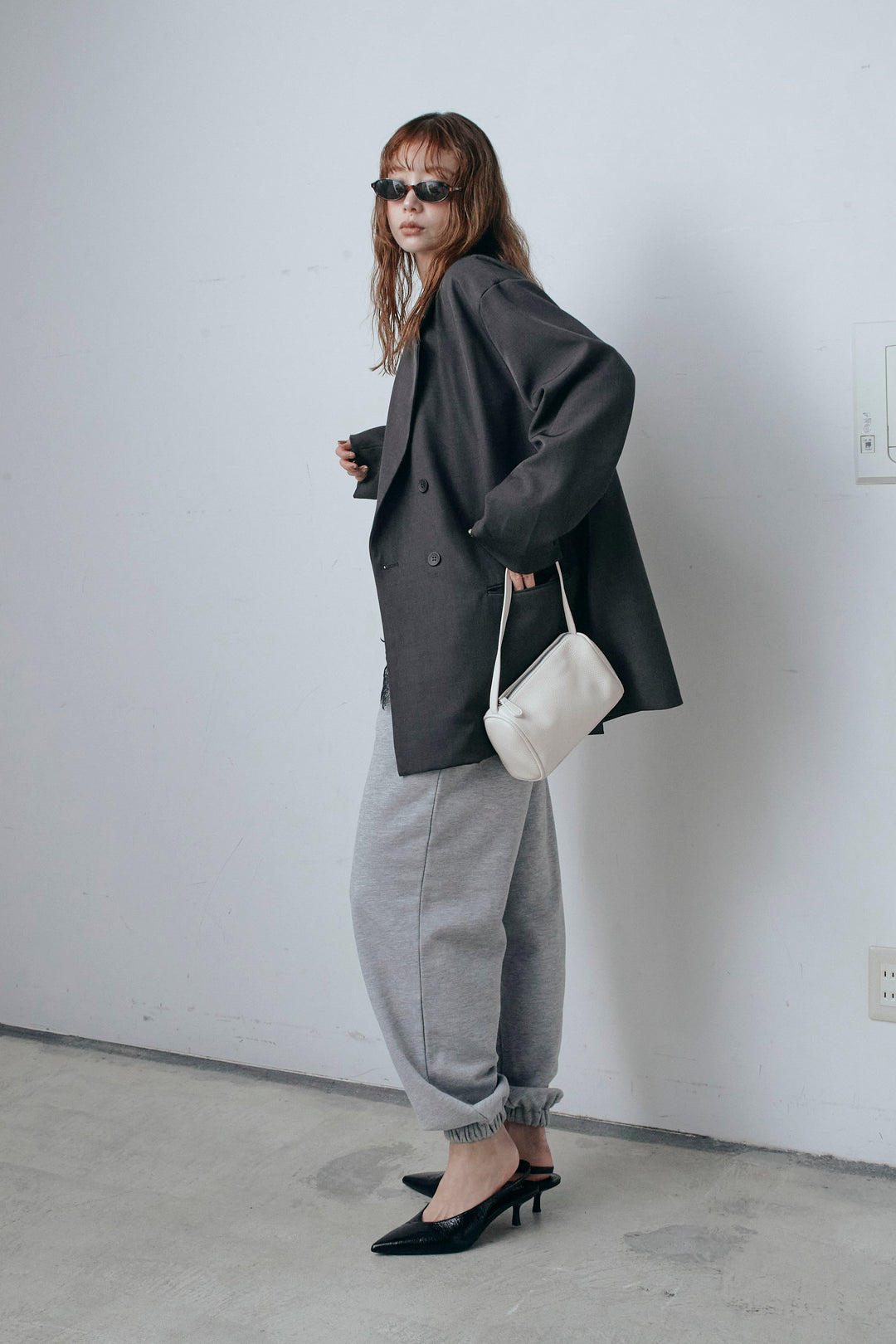 [予約/SET]ダブルプレーンジャケット+ロゴ刺繍ジョガー パンツ(2set)