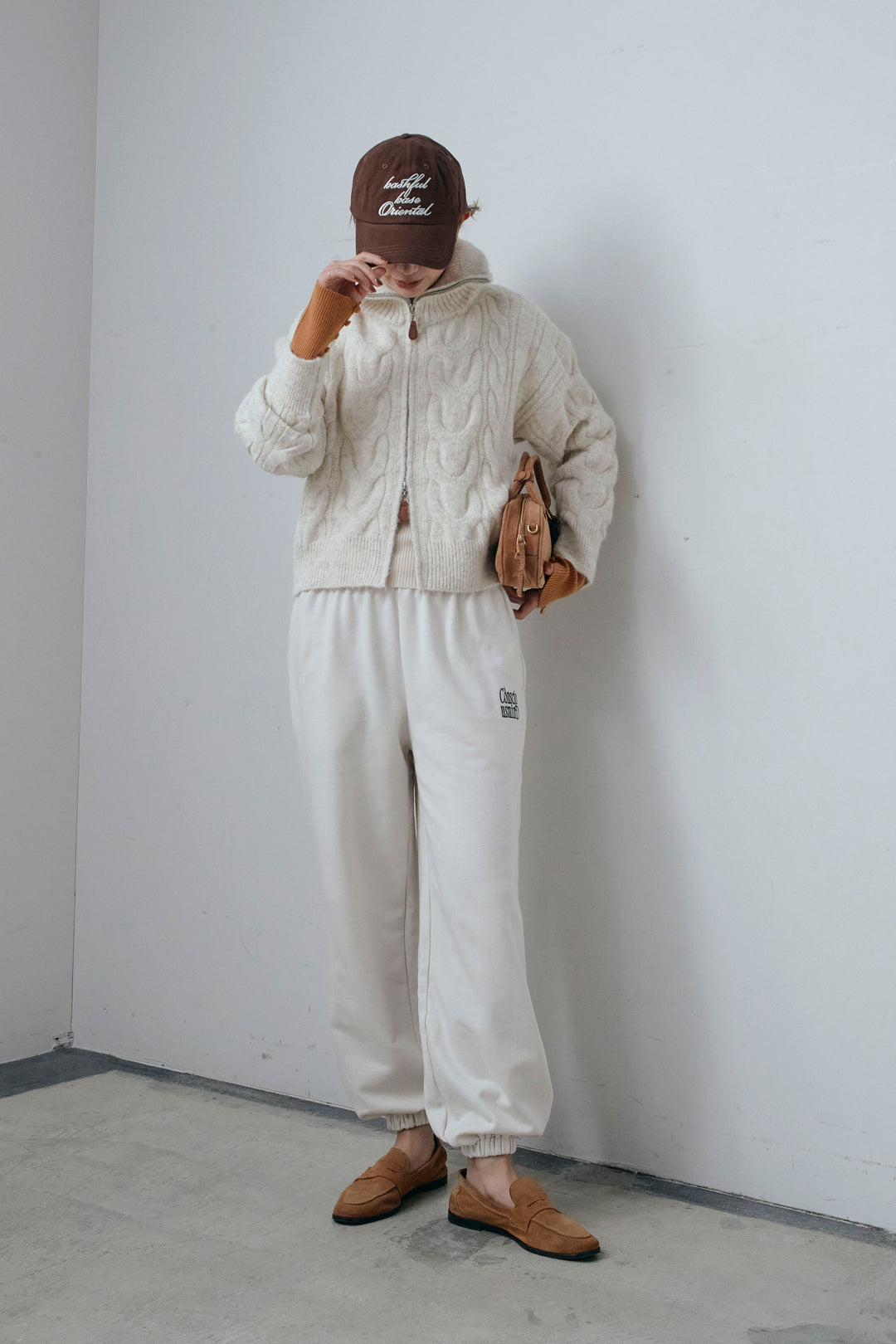 [予約/SET]ダブルジップケーブルハイネックPO+配色ミニハイネックリブTOPS(2set)