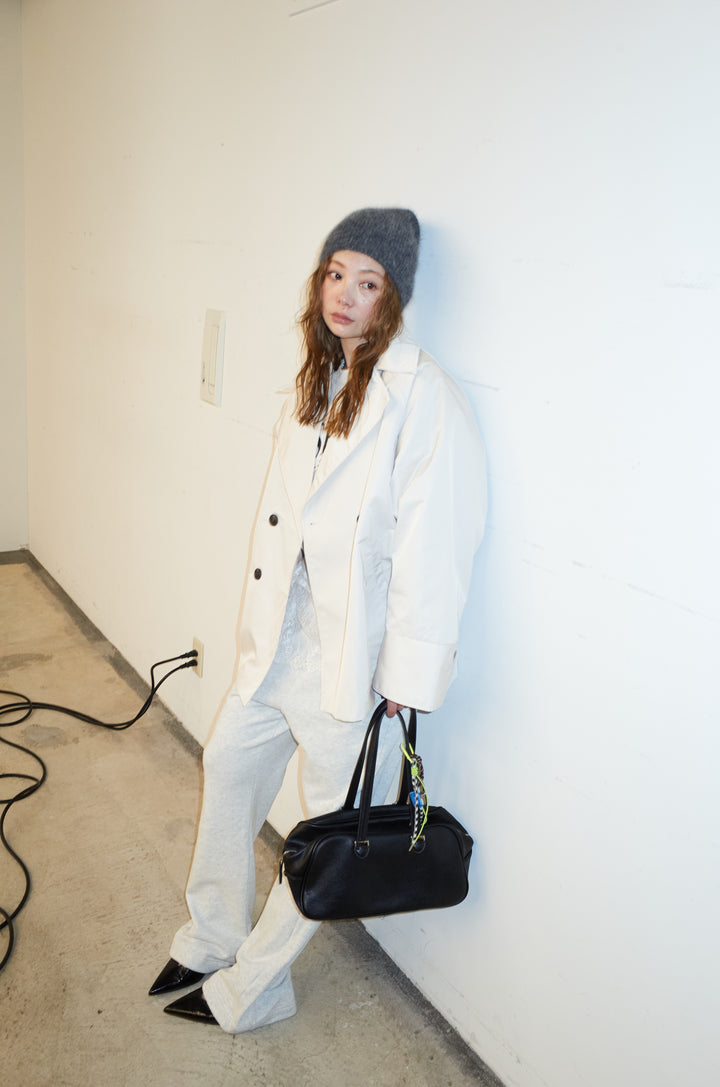 [予約/SET]ナイロンショートトレンチコート+スウェットフレアパンツ(2set)