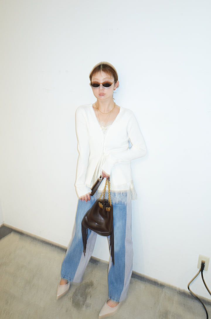 [予約/SET]レースアップ2wayリブニット+サテンレースキャミソール(2set)