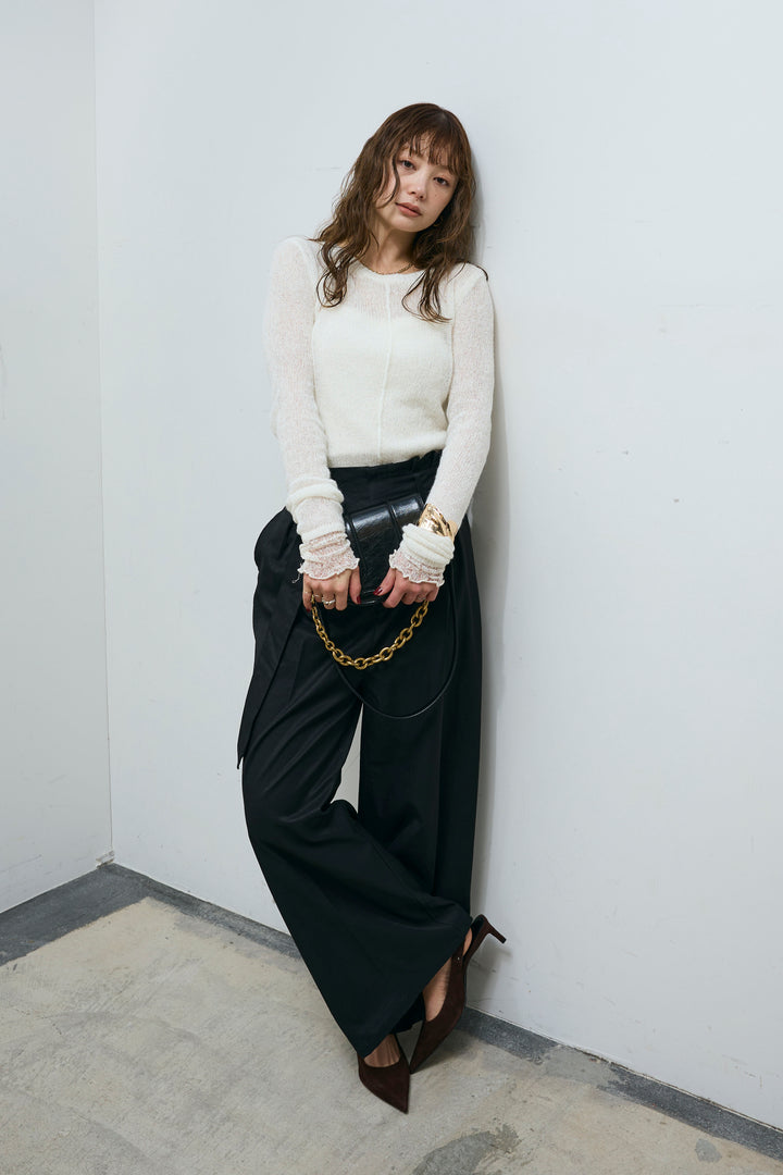 [予約/SET]モヘアセンターリンキングシアーニット+ツイルチノベルトパンツ(2set)