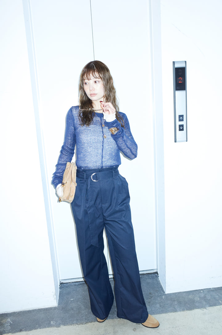 [予約/SET]モヘアセンターリンキングシアーニット+ツイルチノベルトパンツ(2set)