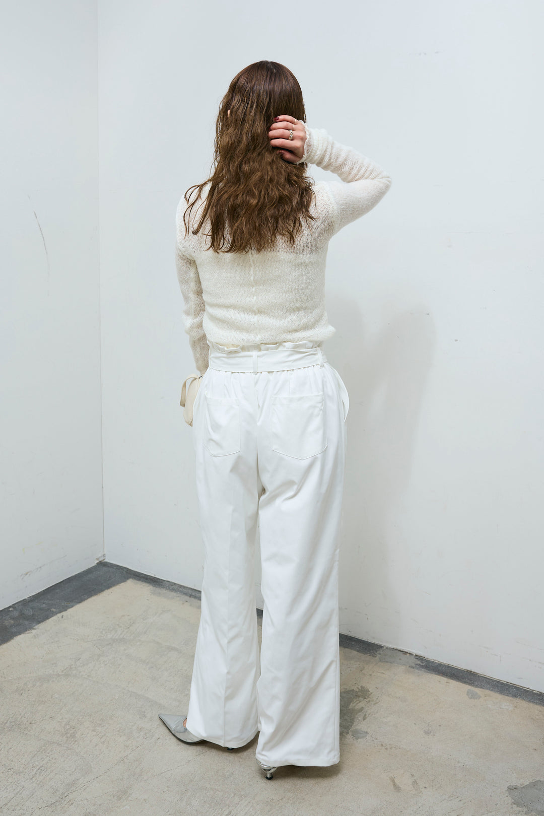 [予約/SET]モヘアセンターリンキングシアーニット+ツイルチノベルトパンツ(2set)