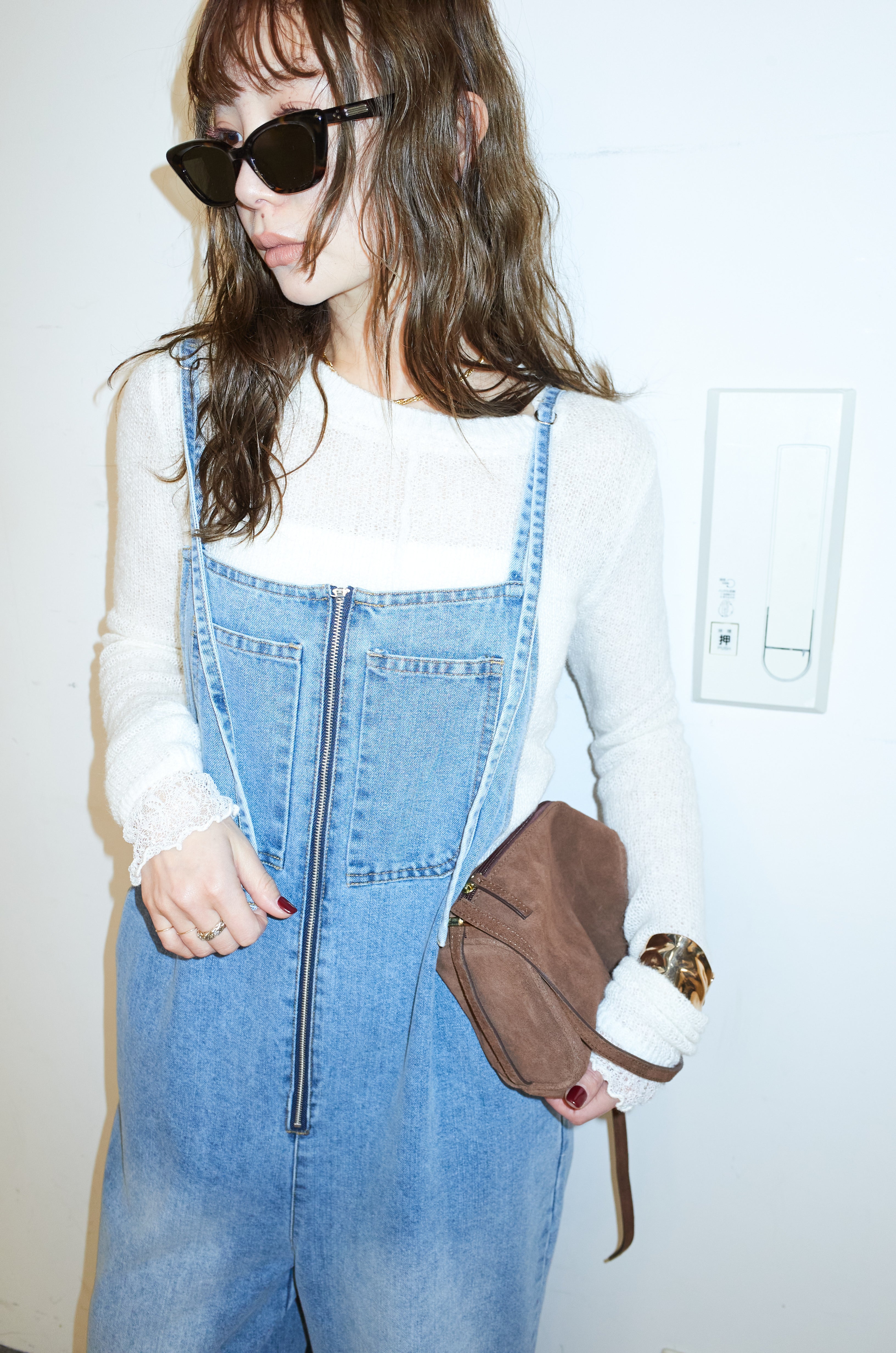 予約/SET]モヘアセンターリンキングシアーニット+フロントジップ