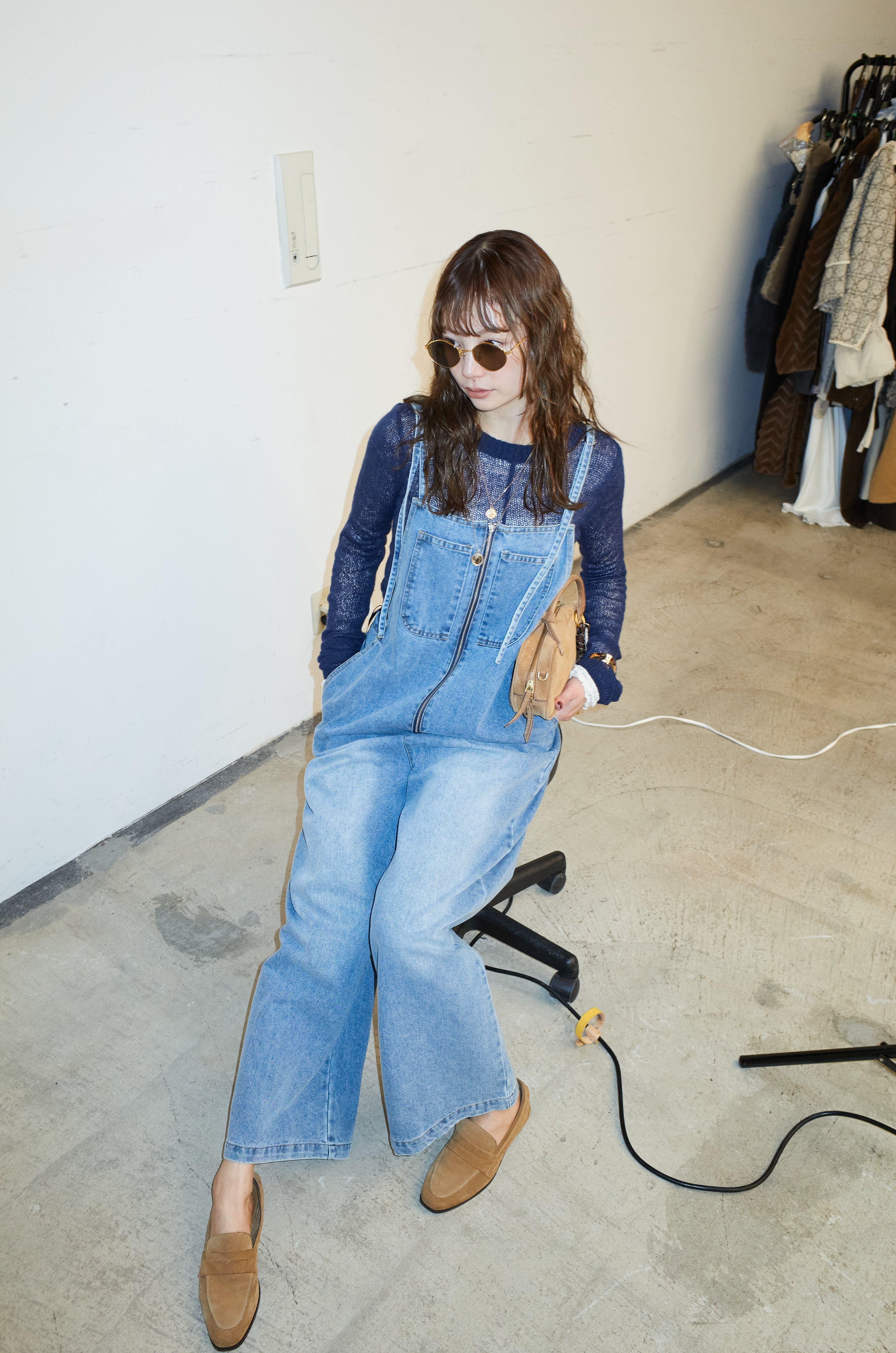 予約/SET]モヘアセンターリンキングシアーニット+フロントジップ