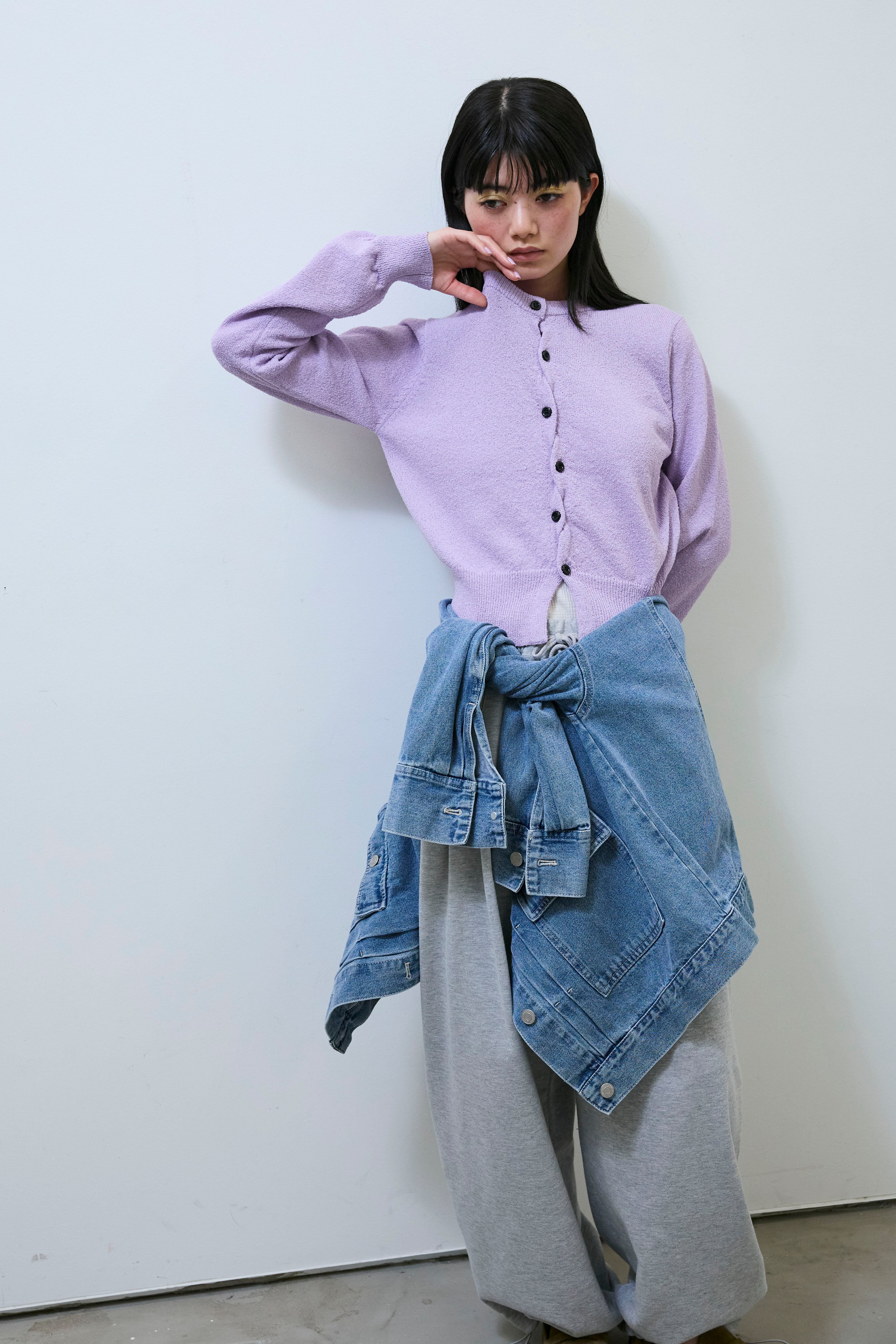 予約/SET]クロスボタンカーディガン+2タックスウェットパンツ(2set