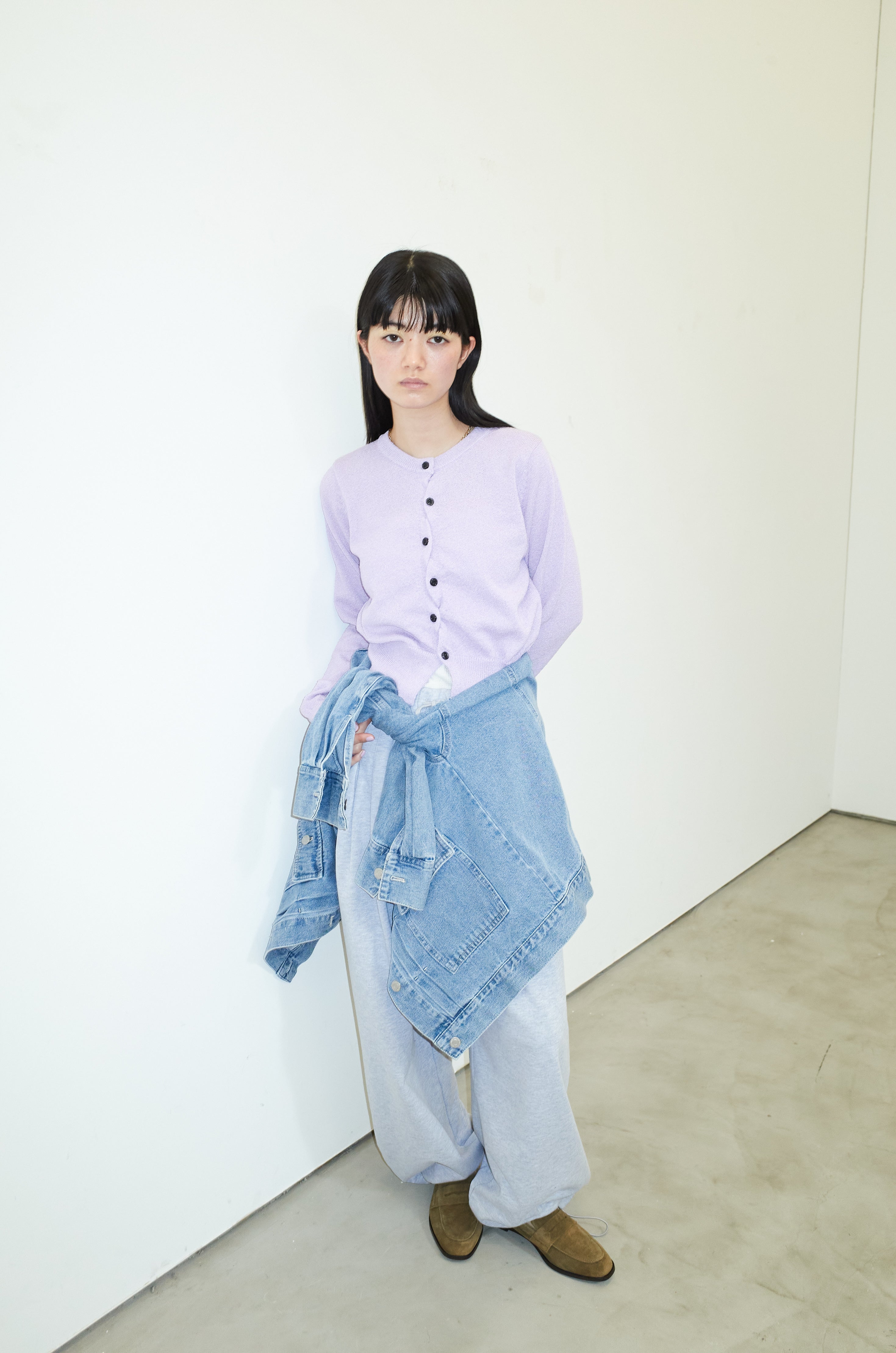 予約/SET]クロスボタンカーディガン+2タックスウェットパンツ(2set