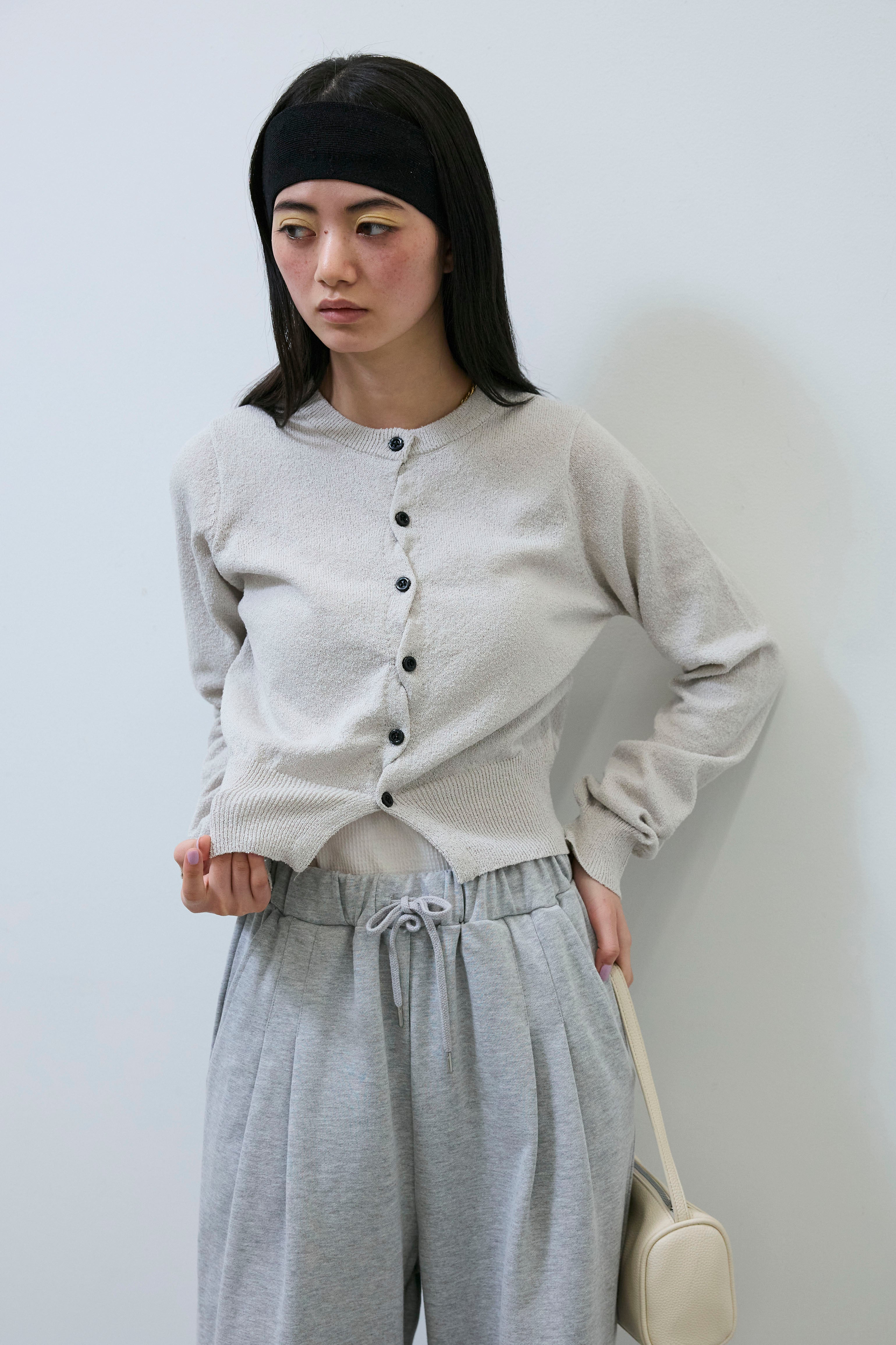 予約/SET]クロスボタンカーディガン+2タックスウェットパンツ(2set