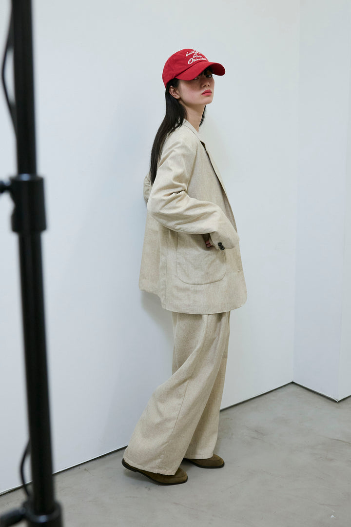 [予約/SET]リネンライクテーラードジャケット+リネンライク2タックパンツ(2set)