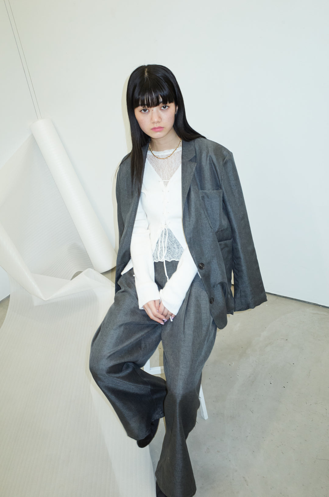 [予約/SET]リネンライクテーラードジャケット+リネンライク2タックパンツ(2set)