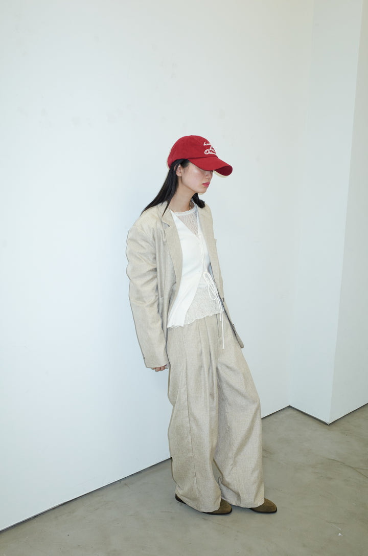 [予約/SET]リネンライクテーラードジャケット+リネンライク2タックパンツ(2set)