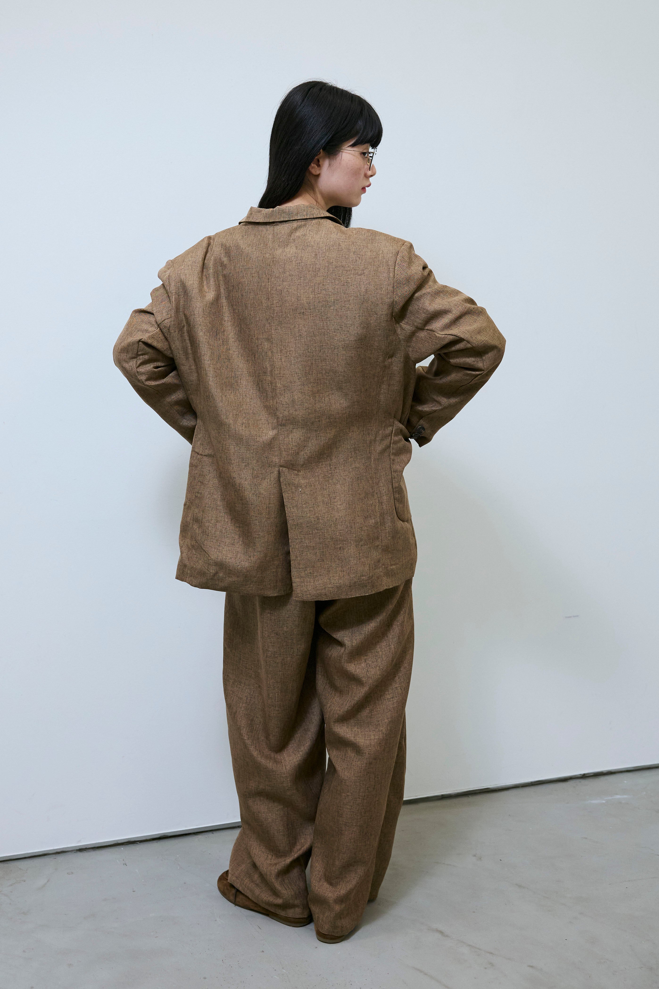 予約/SET]リネンライクテーラードジャケット+レースアップ2way