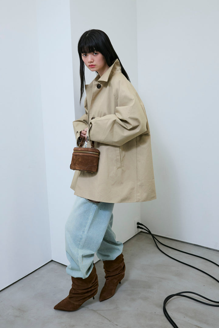 [予約/SET]TRツイルAラインショートトレンチ+レース編みブラウス+スラッシュカットデニム(3set)