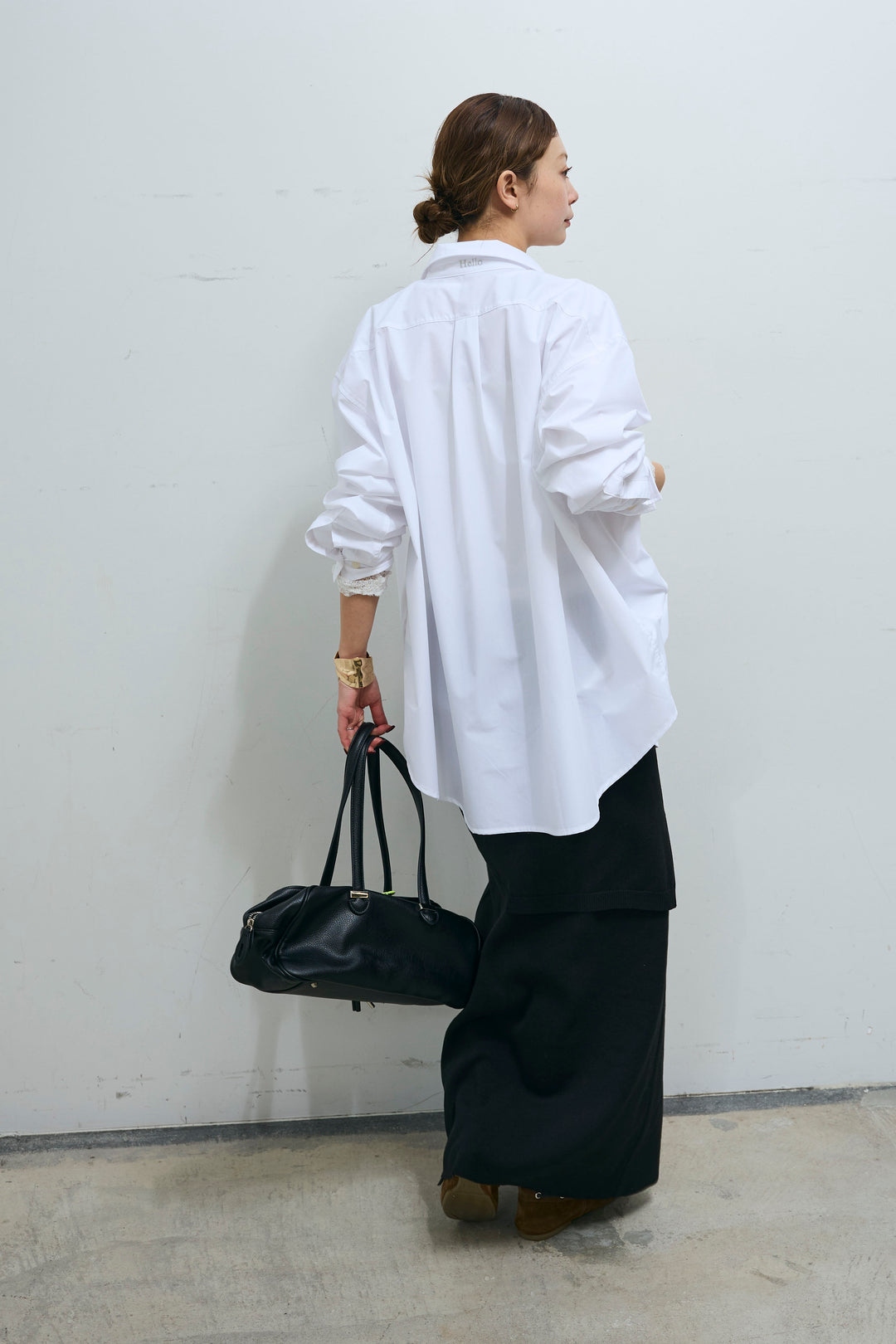 [予約/SET]TCブロード袖刺繍オーバーシャツ+シアーレーストップス+フェイクレイヤードニットスカート(3set)