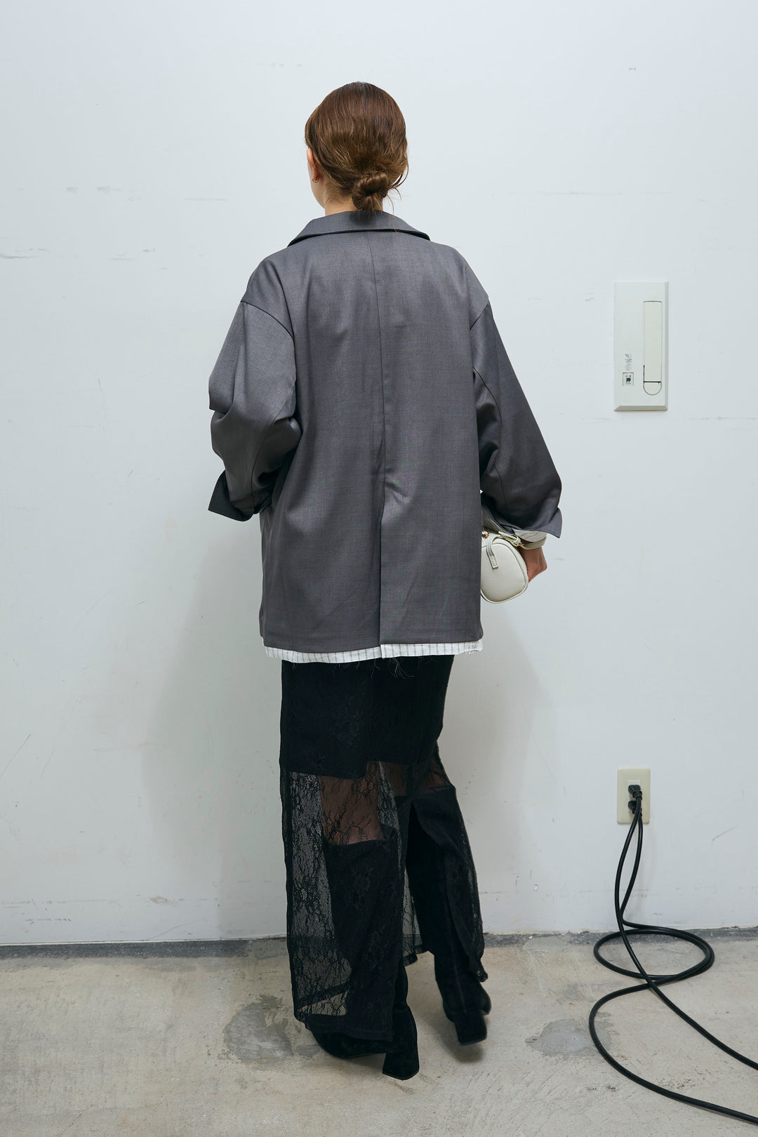 [予約/SET]TRツイルレイヤードダブルテーラードジャケット+レースペンシルスカート(2set)