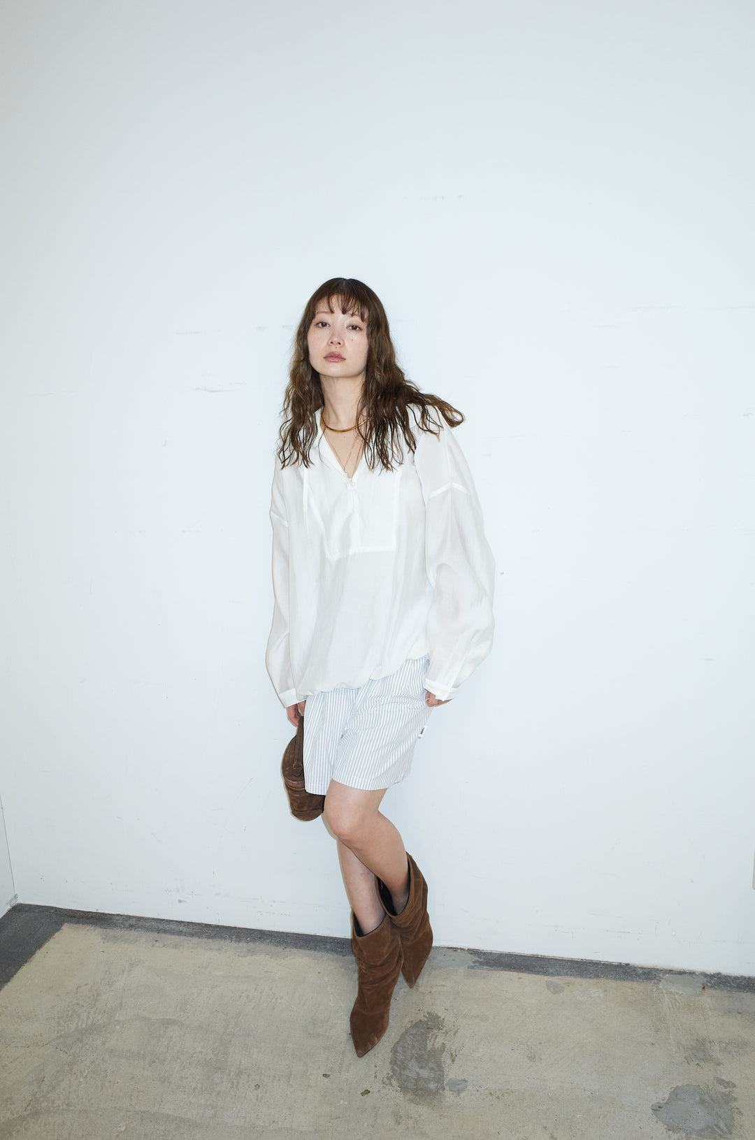 [予約/SET]シアーアノラックシャツ+ストライプ2タックショートパンツ(2set)