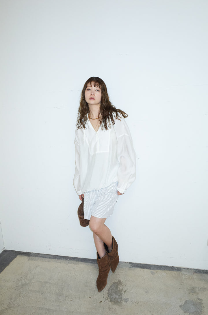 [予約/SET]シアーアノラックシャツ+ストライプ2タックショートパンツ(2set)