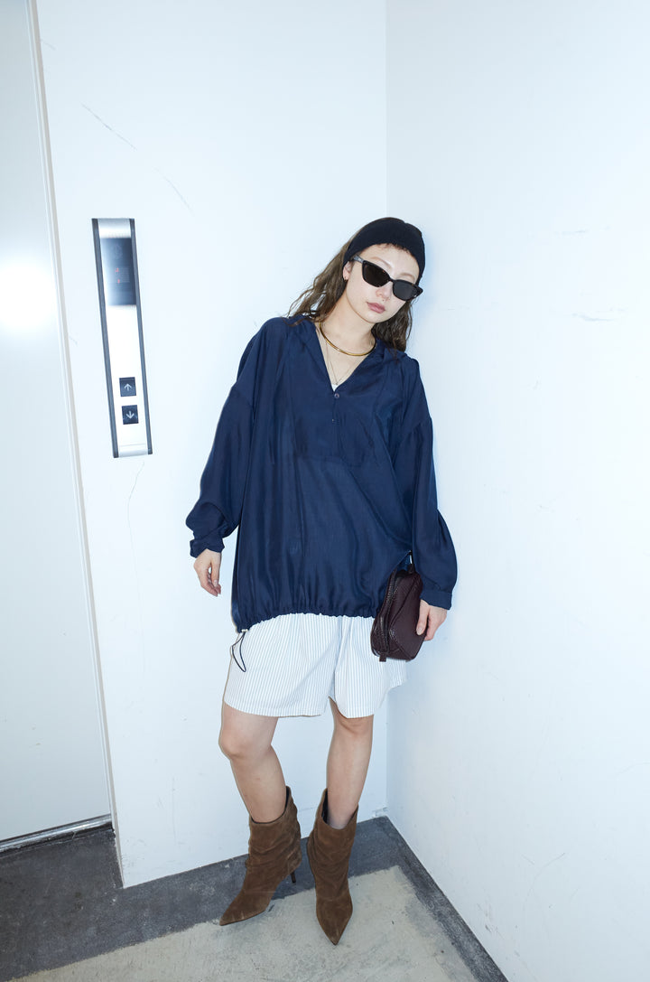 [予約/SET]シアーアノラックシャツ+ストライプ2タックショートパンツ(2set)