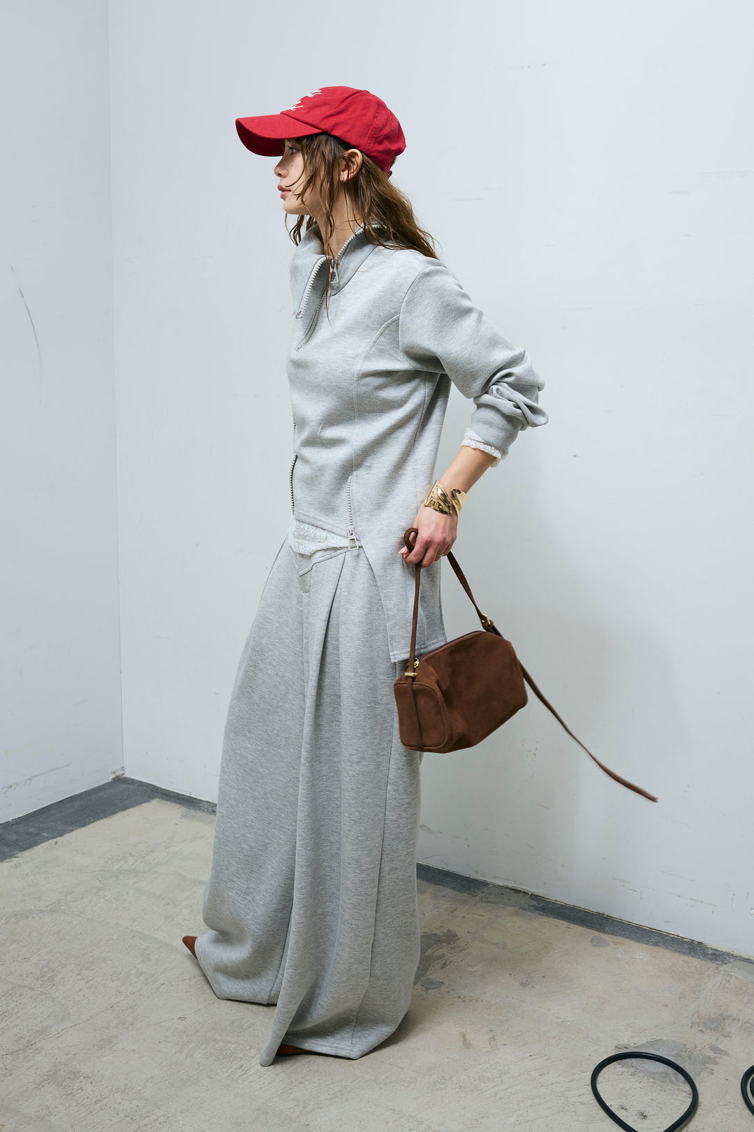 [予約]アシメZIPギャザースウェットセット