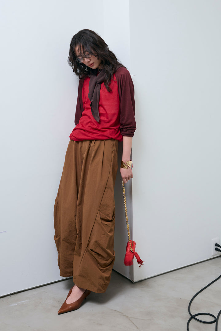 [予約/SET]シアーラグランPO+レーヨン混マルチWAYニットスカーフ+ドライタフタバレルレッグパンツ(3set)