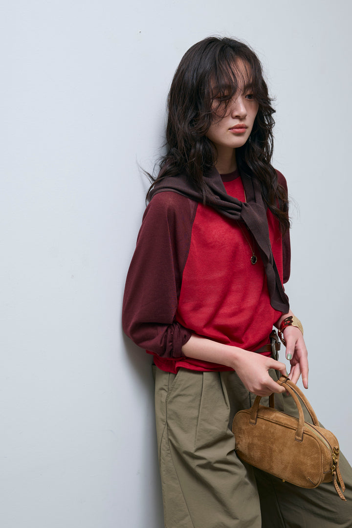 [予約/SET]シアーラグランPO+レーヨン混マルチWAYニットスカーフ+ドライタフタバレルレッグパンツ(3set)