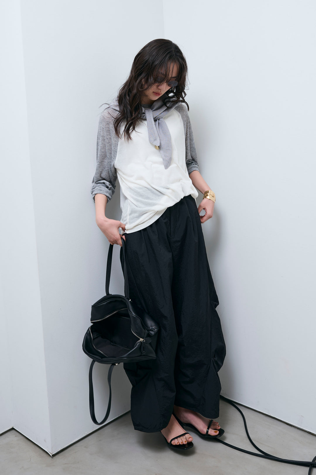 [予約/SET]シアーラグランPO+ドライタフタバレルレッグパンツ(2set)