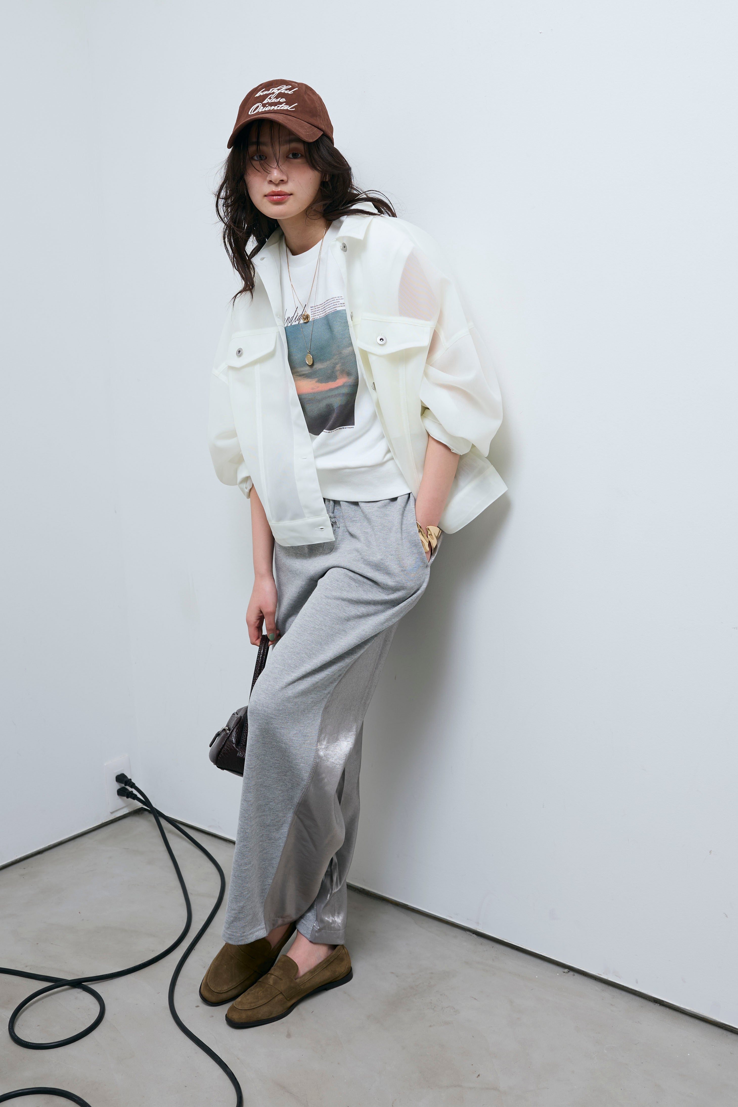 予約/SET]シアーダンボールGジャン+フォトプリント裏毛ノースリPO+異