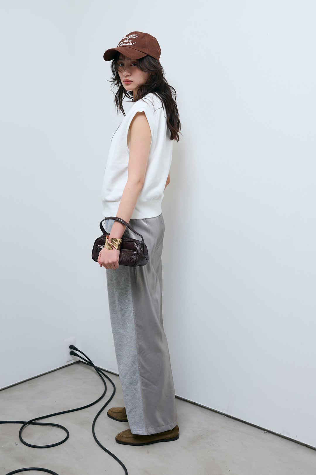 [予約/SET]フォトプリント裏毛ノースリPO+異素材切り替え裏毛パンツ(2set)