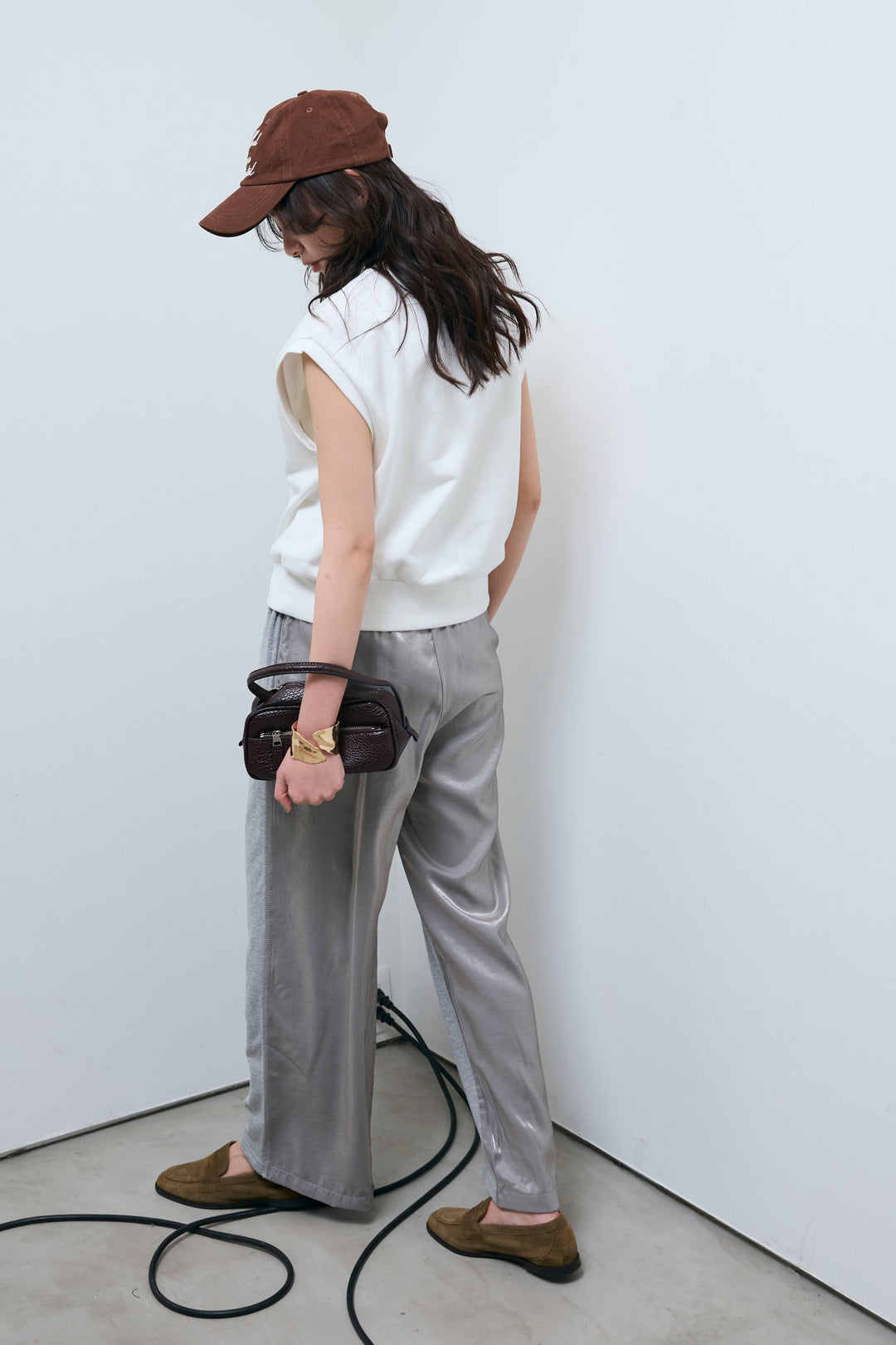 [予約/SET]フォトプリント裏毛ノースリPO+異素材切り替え裏毛パンツ(2set)