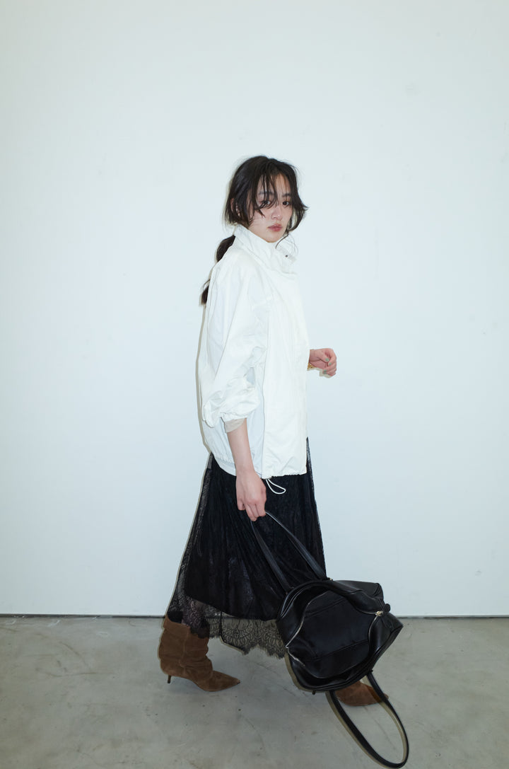 [予約/SET]ナイロンタフタスタンドカラーブルゾン+シアーラグランPO+レース 切替ロングスカート(3set)